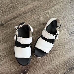 Dr. Martens White Leather Two-Strap Sandals